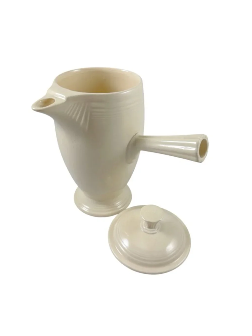 Fiesta Old Ivory Cream Stick Handle Demitasse Coffee Pot & Lid Vintage 1940s